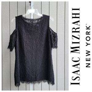 Layered Lace Pullover Blouse EUC Black | Ladies Large | Isaac Mizrahi